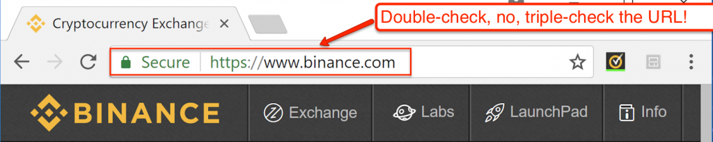 Binance official URL not scam