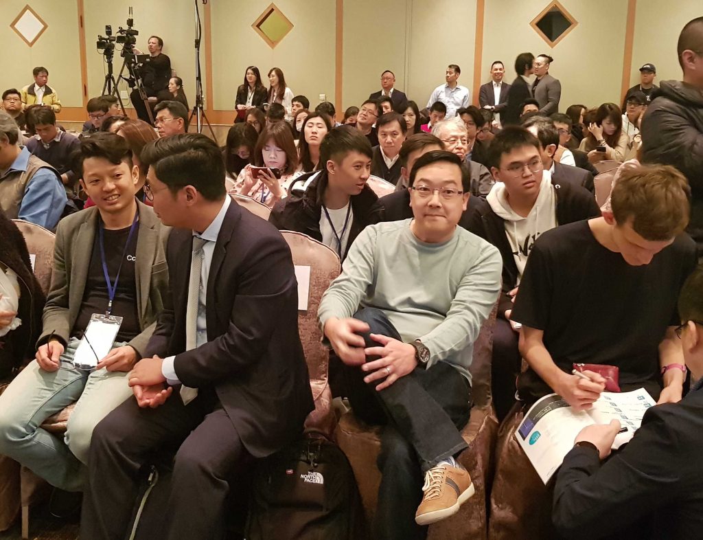 CoolBitX CEO Michael Ou, Taiwan congressman Jason Hsu, Litecoin creator Charlie Lee and Ethereum co-creator Vitalik Buterin at a 2019 Ethereum conference in Taipei, Taiwan. (Source: coolwallet.io)