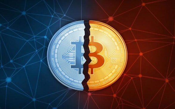 bitcoin halving image of coin split in 2